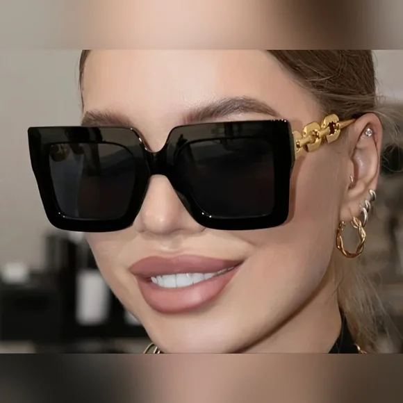 NEW Black Chain Fashion Sunglasses - Picture 12 of 12